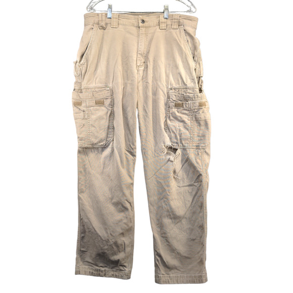 Duluth Trading Co. Men's Flex Fire Hose Cargo Pants Tan Size 36x32 Flat Front - Picture 1 of 15